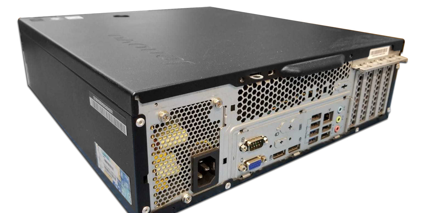 Back view of the desktop displaying ports, HDMI, Ethernet, and power connection