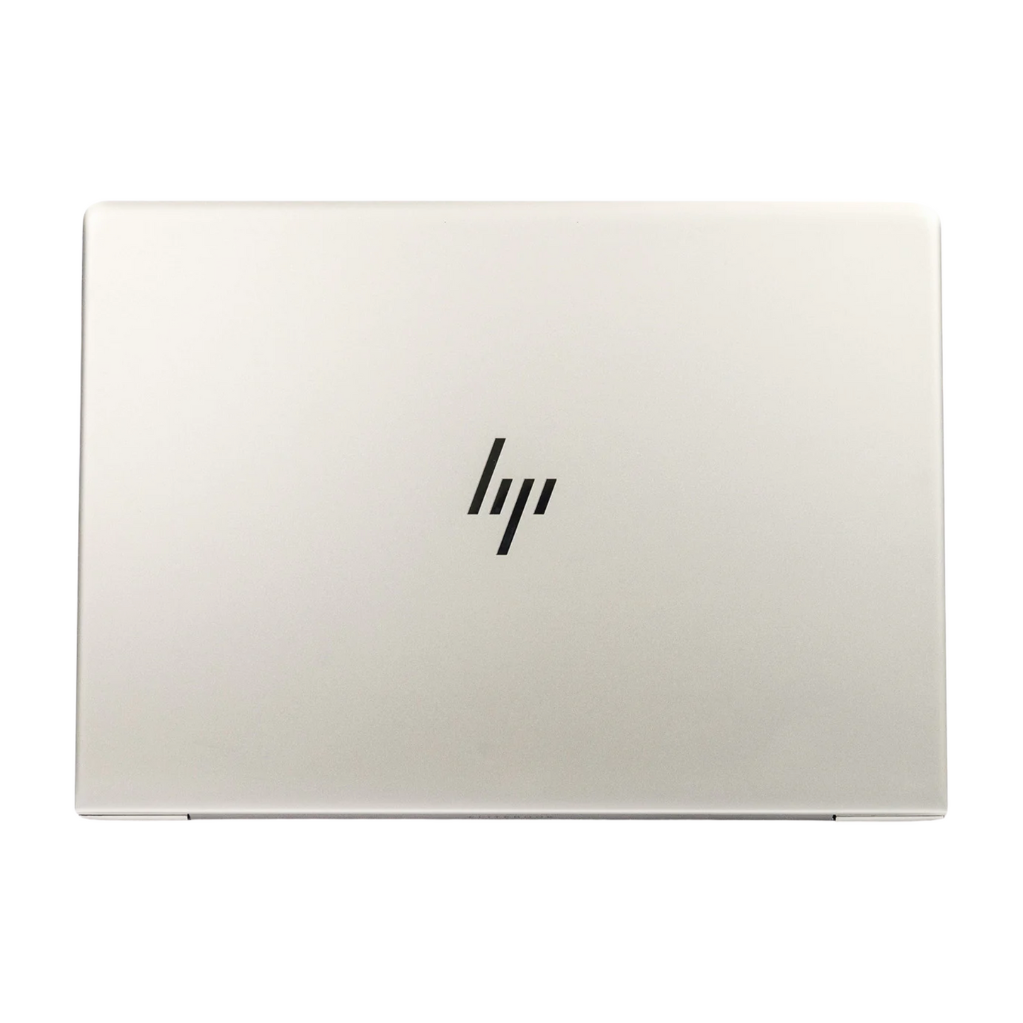 This perspective provides a clear view of the laptop's sleek design from above, showcasing the screen's back panel, hinge area, and overall build quality. It highlights the slim profile, branding, and the clean aesthetic of the device
