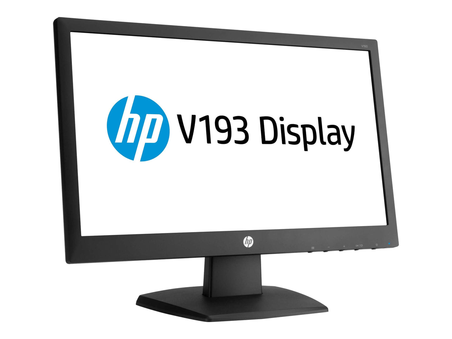 Side view of HP V193 18.5-inch monitor showing screen depth and tilt design