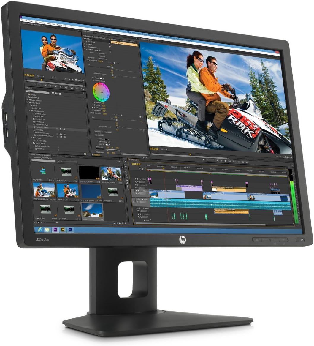Left Side profile of the monitor showing its slim design and adjustable stand in a tilted position
