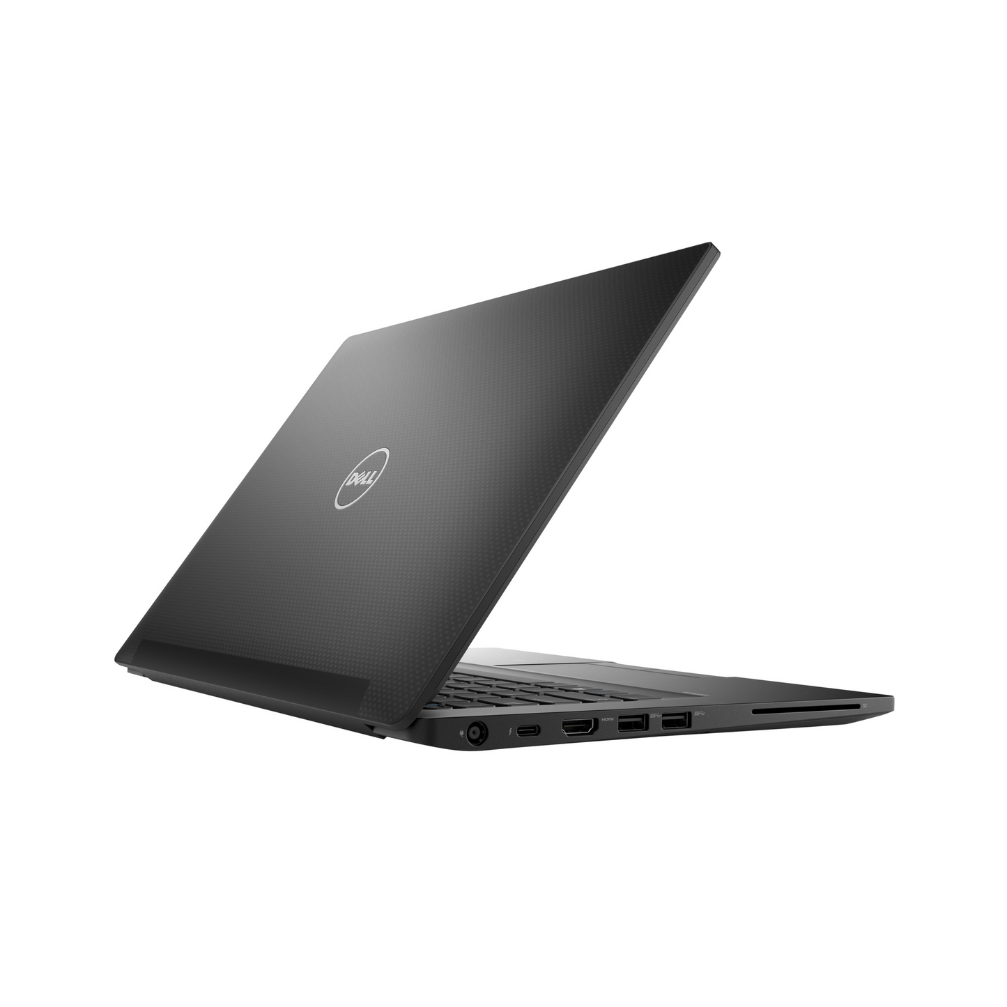 A dynamic perspective showing the slim profile and screen size, highlighting portability and ergonomic design.