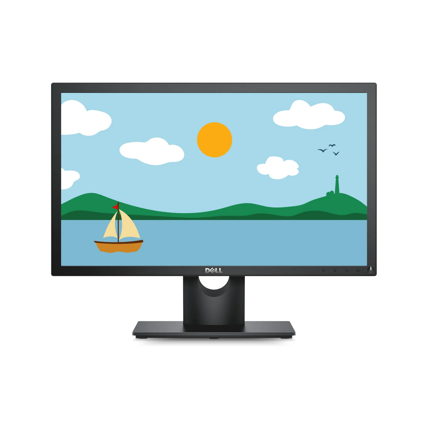 Front view of the Dell E2216H 22-inch LED monitor showcasing the full HD display with slim bezel design