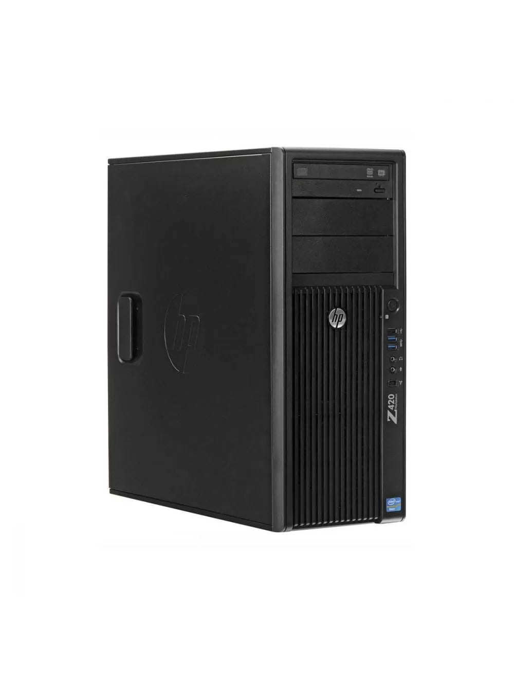 Left Side angle of the HP Z420 highlighting its professional tower design and ventilation features