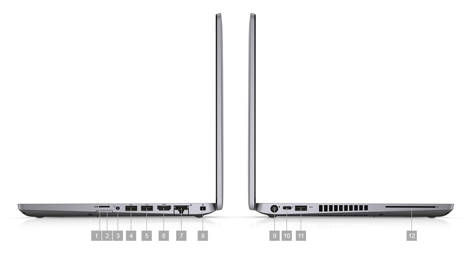 Left & Right side angle of the Dell 5410 laptop showing Slim and ports