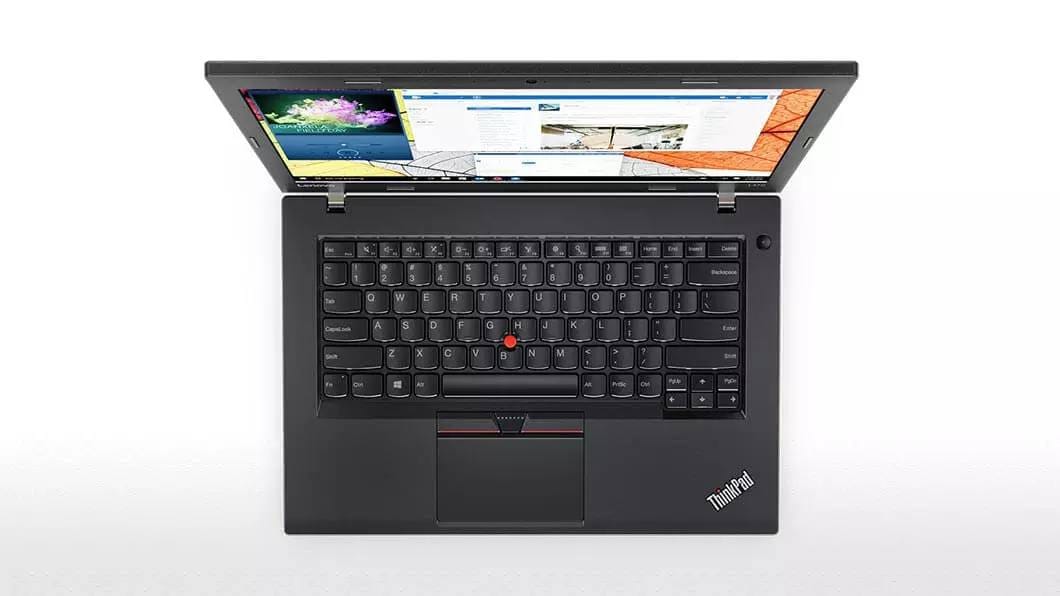 Angled open view of refurbished Lenovo ThinkPad L470 with i5 7th Gen in Hyderabad – Laptomart