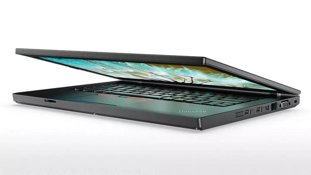 Angled open view of refurbished Lenovo ThinkPad L470 with i5 7th Gen