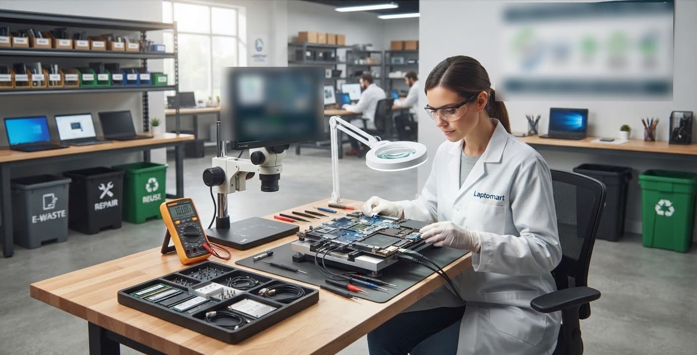 Electronics testing station with laptop components