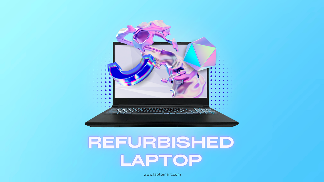 Refurbished laptop on desk with text overlay “What Does Refurbished Laptop Mean? Complete Guide for Indian Buyers”