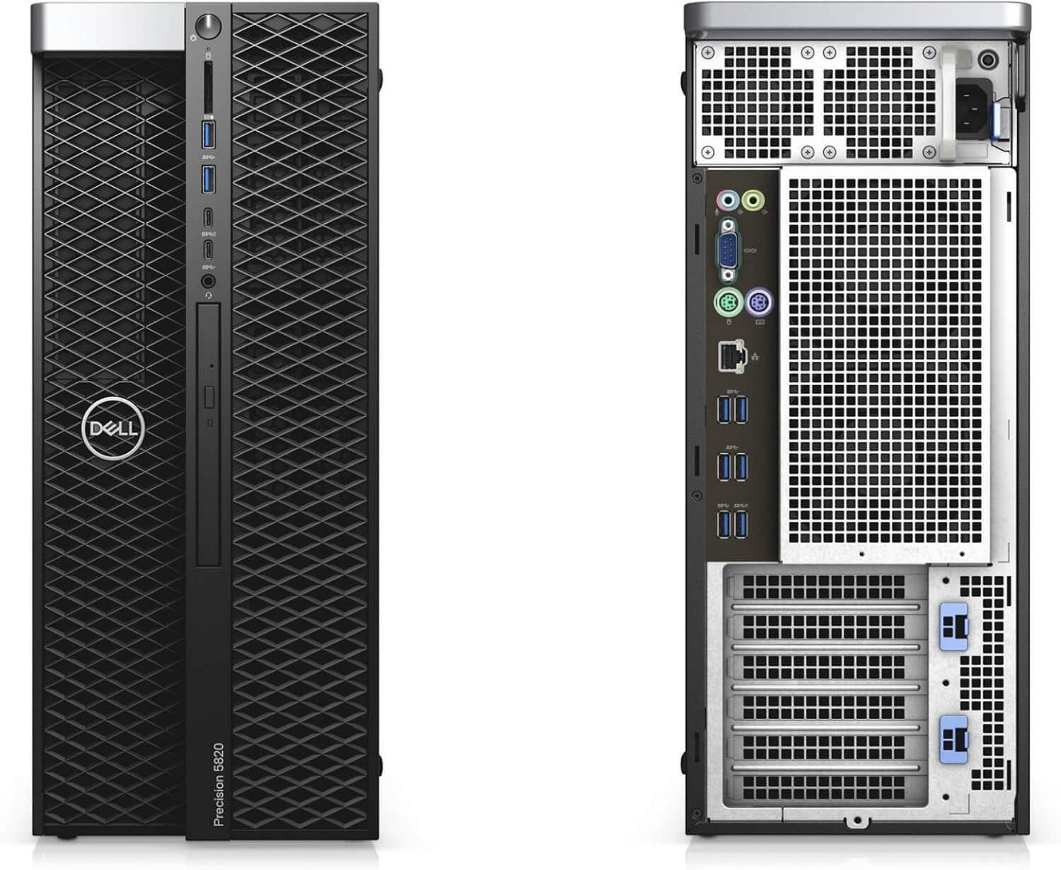 dell-t5820-xeon-w2145-front & back view with all ports