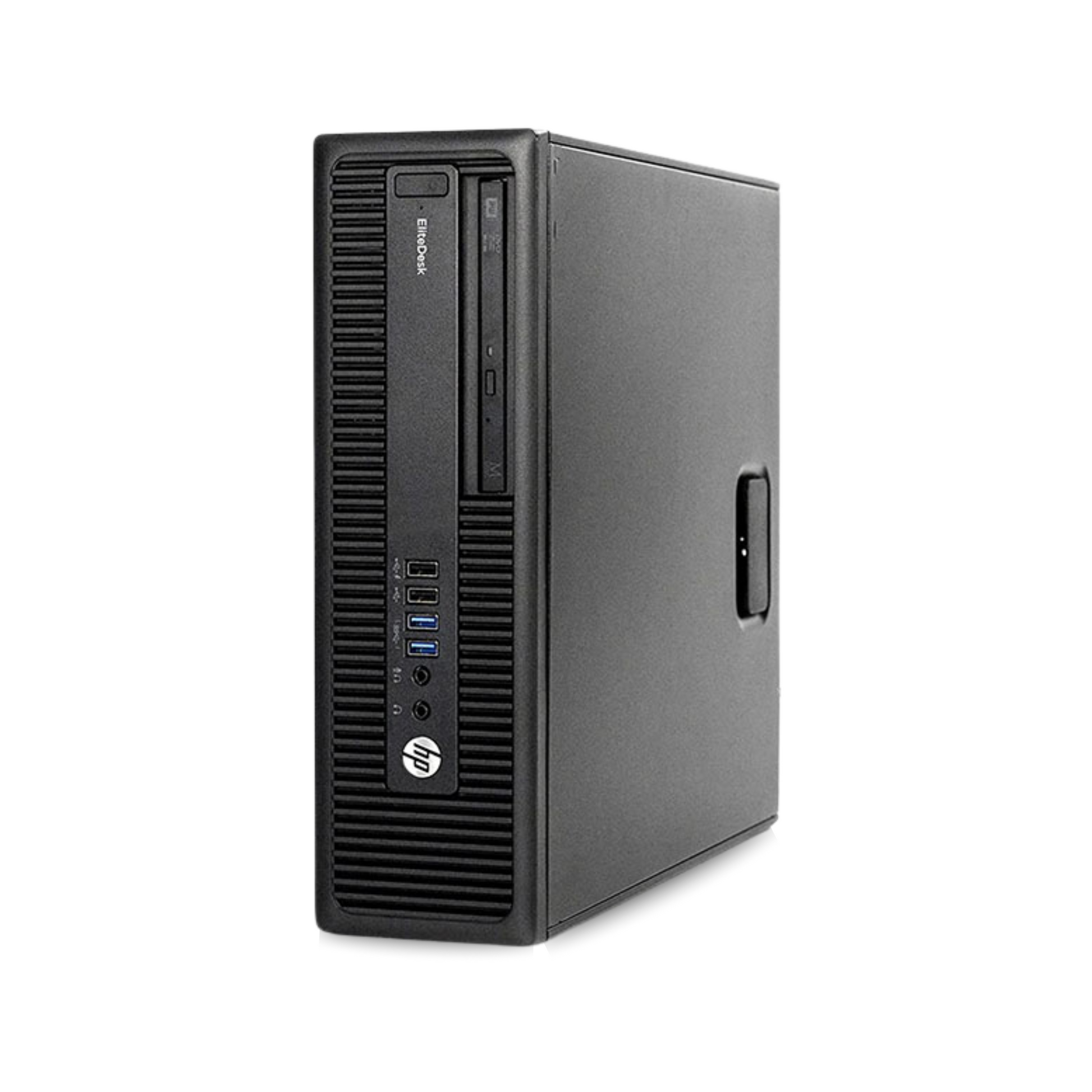 Front view of the HP EliteDesk 705 G3 SFF Desktop PC displaying the front panel with HP logo, power button, and drive bays