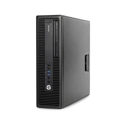 Front view of the HP EliteDesk 705 G3 SFF Desktop PC displaying the front panel with HP logo, power button, and drive bays