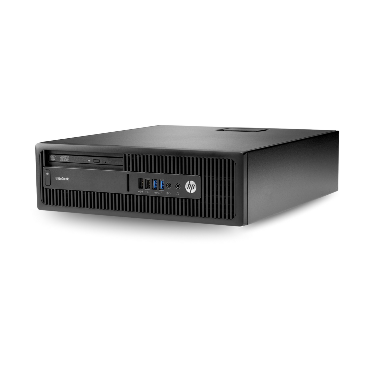 Right side view of the HP EliteDesk 705 G3 SFF showcasing its slim profile and side panel design.