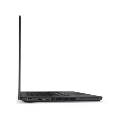 Left side profile of refurbished laptop showing USB, HDMI, and power input ports, available in Hyderabad, India