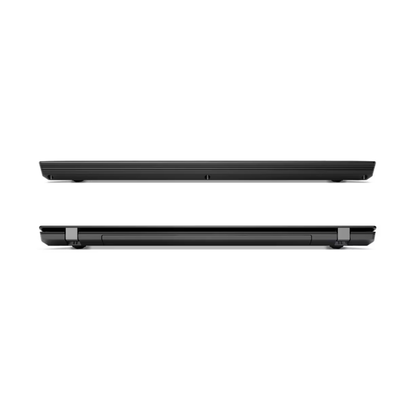 Closed view of the Lenovo ThinkPad T470 laptop, showcasing the top lid with Lenovo branding, keyboard concealed, and clean, professional design